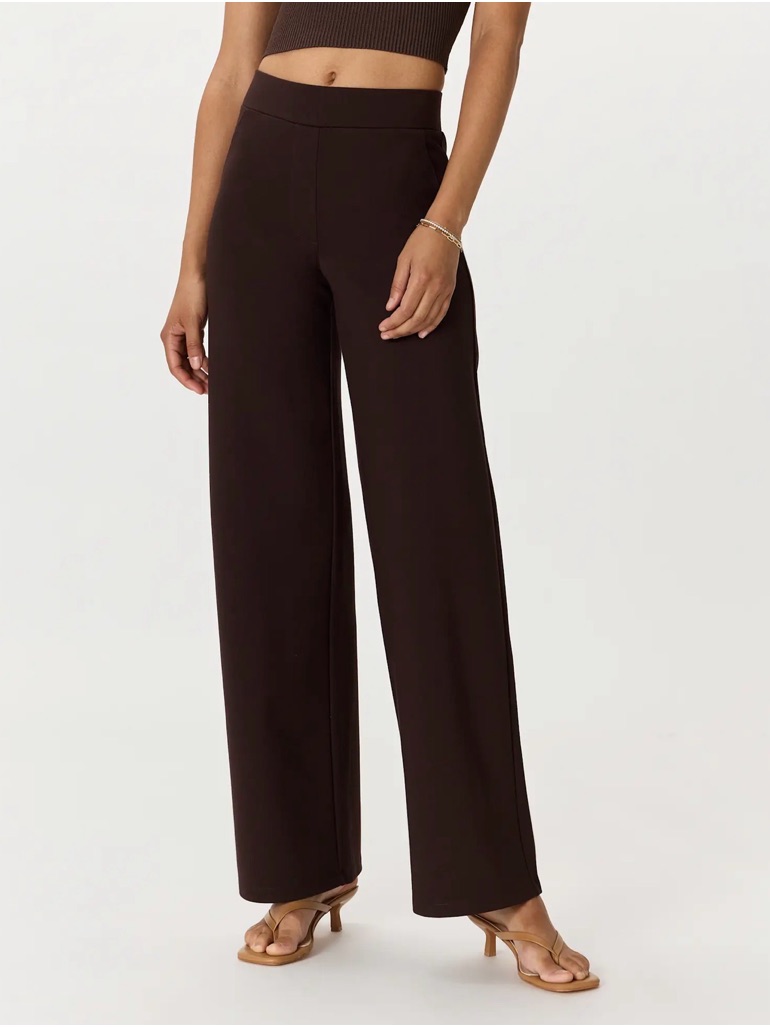Quince- Ultra-Stretch Ponte Wide Leg Pants / Espresso